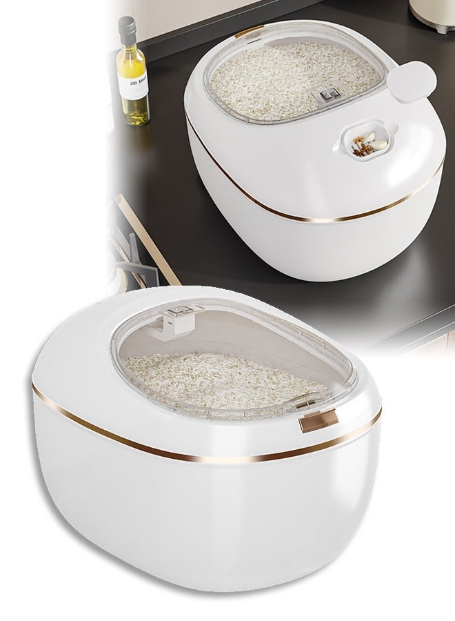 DUNISO موزع أرز، حاويات تخزين أرز بسعة 5 كجم، حاوية أرز متعددة الوظائف مقاومة للرطوبة والحشرات، دلو تخزين حبوب محكم الإغلاق للمطبخ مع كوب قياس مجاني - Image 1